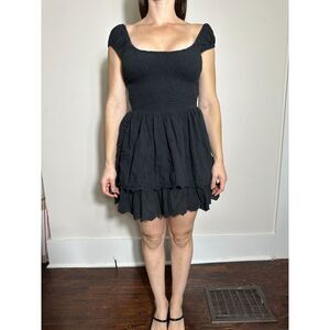 American Eagle Black Tiered Flirty Mini Dress Size Small